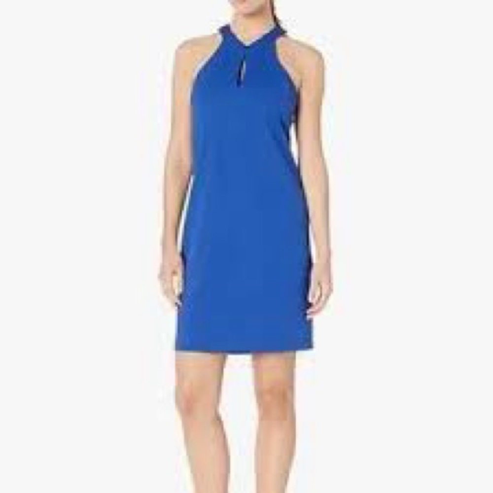 Trina Turk Honor Keyhole Sheath Dress Cobalt Blue cocktail special occasion M